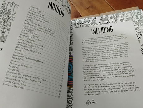 3D-kleurboek voor volwassenen - Steden (met 3D-bril) - nieuw - 6