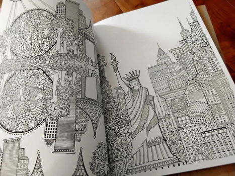 3D-kleurboek voor volwassenen - Steden (met 3D-bril) - nieuw - 7