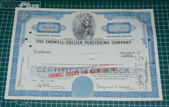 Aandeel Crowell-Collier Publishing Co., 1965 - 0