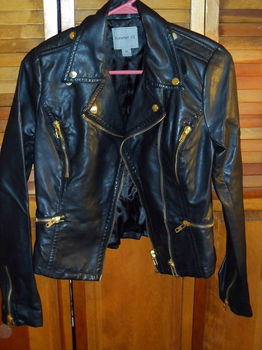 Diverse leren biker jasjes maat S - 1