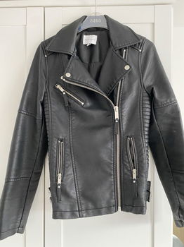 Leren biker jasjes met ritsen maat S - 1