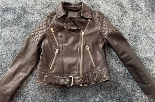 Leren biker jasjes met ritsen maat S - 2