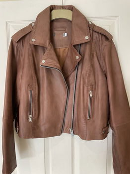 Leren biker jasjes met ritsen maat S - 3