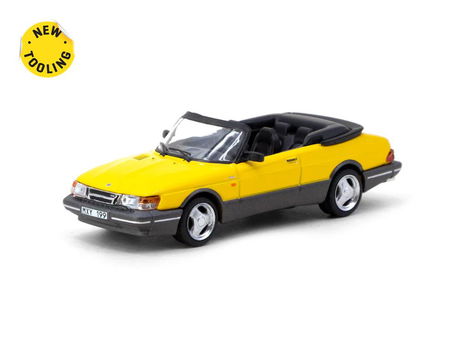 Saab 900 Turbo Convertible geel 1:64 Tarmac 100 - 0