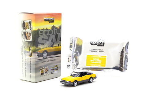 Saab 900 Turbo Convertible geel 1:64 Tarmac 100 - 2