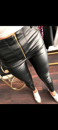 Leren legging met rits maat S