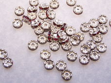 Tibet zilveren kristal spacer, rood, 6mm