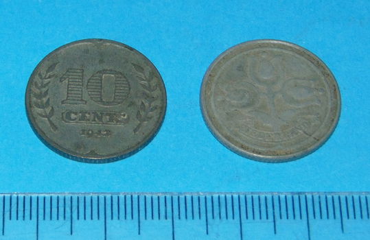 Nederland - dubbeltje 1942 - zinken oorlogsmunt - 0