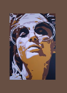 Schilderij in POP ART geschilderd modern/abstract face woman