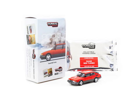 Saab 900 Turbo Red with Tarmac Cards 1:64 Tarmac 110 - 3