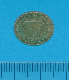 Zuid-Afrika - threepence 1957 - zilver