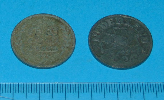 Nederland - kwartje 1942 - zinken oorlogsmunt - 0