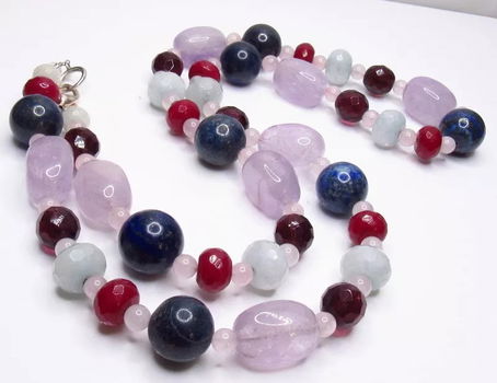 Schitterend collier, verschillende soorten halfedelsteen - 2