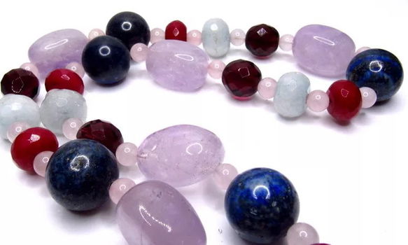 Schitterend collier, verschillende soorten halfedelsteen - 3