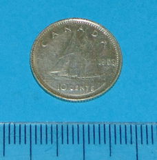 Canada - 10 cent 1953 - met schouderbandje - zilver