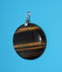 Ronde Tijgeroog hanger, met hangeroog - 0 - Thumbnail