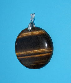 Ronde Tijgeroog hanger, met hangeroog