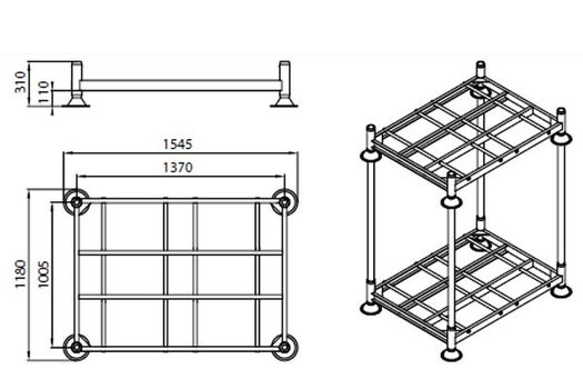 Stapelrek Eurorack Enkel 1370x1000 mm Laadvermogen 1.500 kg - 2