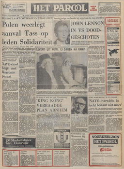 Het Parool - 9 december 1980 - moord John Lennon - 0