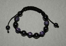 Hematiet en paarse armband, verstelbaar
