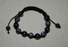 Hematiet en paarse armband, verstelbaar