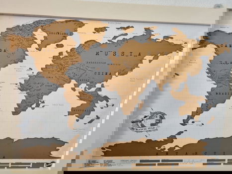 poster wereldkaart kraskaart nieuw map - 0