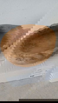 fruitschaal teakhout glas NIEUW Leonardo Terra Bijenkorf - 4
