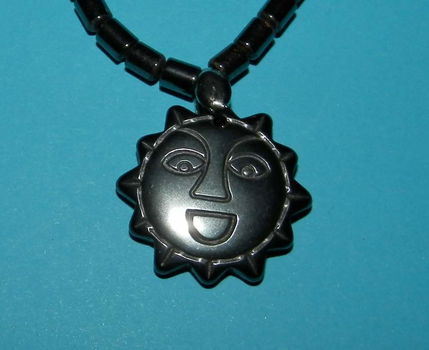 Hematiet collier met zon hanger - 1