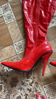 Hoge rode laklaarzen stiletto hak maat 38 - 0