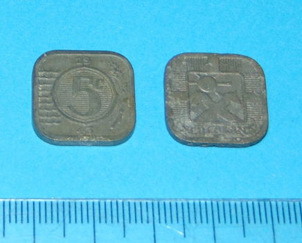 Nederland - stuiver 1943 - zinken oorlogsgeld - l. oxidatie - 0