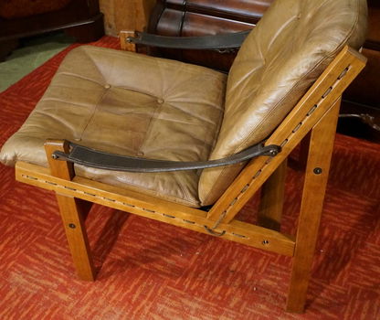 Design Sessel Safari Vintage Hunter chair Torbjørn Afdal fauteuil Norway Midcentury stoel - 0