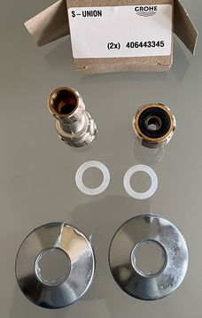 GROHE set koppelstukken met dichtingen & afdekplaatjes voor douche / badkraan of etc.