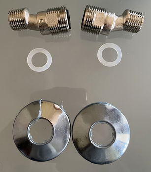 GROHE set koppelstukken met dichtingen & afdekplaatjes voor douche / badkraan of etc. - 2