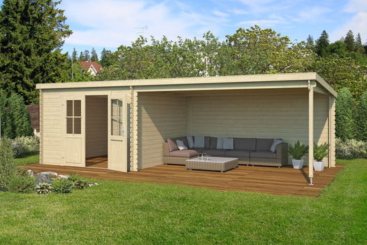 Blokhut met overkapping St. Louis 681x292 Onbehandeld vuren ---ACTIEMODEL--- - 0