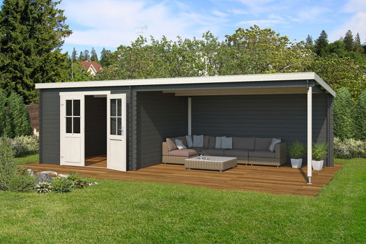 Blokhut met overkapping St. Louis 681x292 Onbehandeld vuren ---ACTIEMODEL--- - 2
