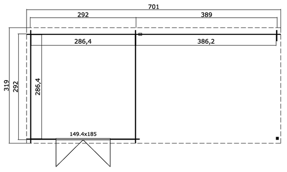 Blokhut met overkapping St. Louis 681x292 Onbehandeld vuren ---ACTIEMODEL--- - 4