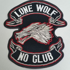 Motor,Rug,Embleem,Patch,Lone,Wolf,No,Clubs