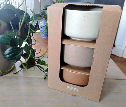 Kommetjes set in naturel kleuren - Gusta - kommen - nieuw - 1