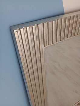 Grote facetgeslepen spiegel met zilverkleurige rand - 1