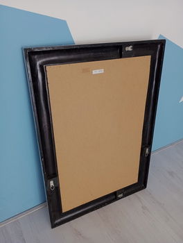 Grote facetgeslepen spiegel met zilverkleurige rand - 2