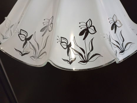 Leuke vintage glazen hanglamp met bloemen - 2