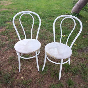 stoeltjes, 2 stuks - stevige uitvoering - hebben een nieuwe bekleding nodig - 0