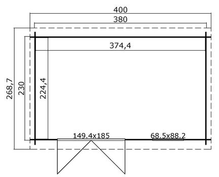Blokhut Amira 380x230 Onbehandeld vuren - 5