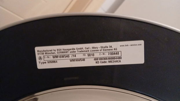 Siemens wasmachine VarioPerfect WM16W540 voorlader 8kg 1600 - 6