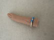 Goud met turquoise blauwe strass ring met monogram klavertjes - 0 - Thumbnail