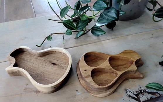 houten opbergbakje voor plectrums - gitaarvorm - hout - nieuw - 1