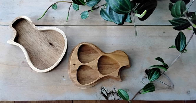 houten opbergbakje voor plectrums - gitaarvorm - hout - nieuw - 2