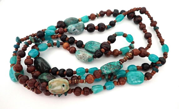 Lang collier, natuurlijke materialen - 0