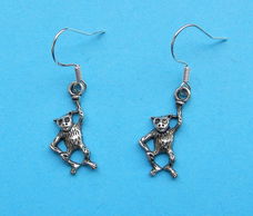 Aap oorbellen, Tibet zilver, klein