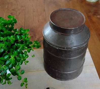 Vintage oud tabaksblik / winkelblik - stoer, sober, landelijk, hoffz-stijl - 2